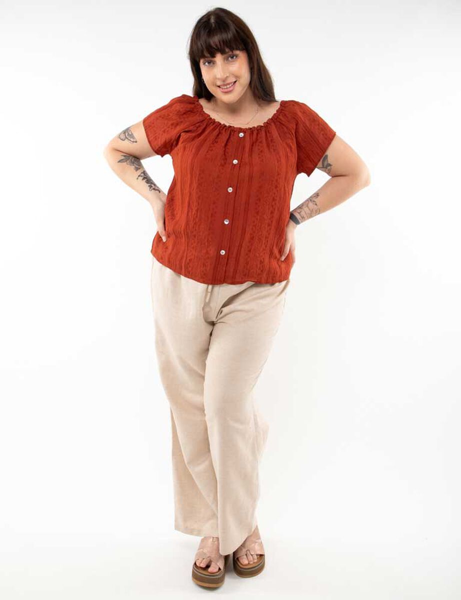 Blusa Botones Manga Corta Mujer Extralindas