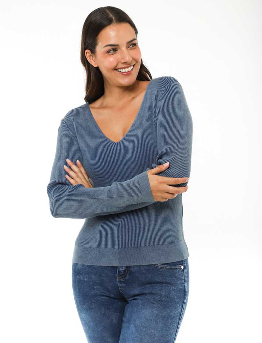 Sweater Cuello V Mujer Zibel