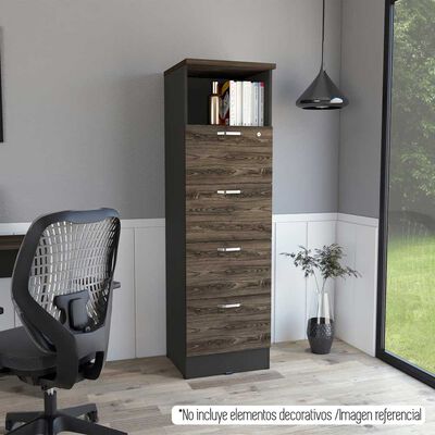 Mueble Archivador TuHome Home Office 4 Cajones Negro Soft Coñac