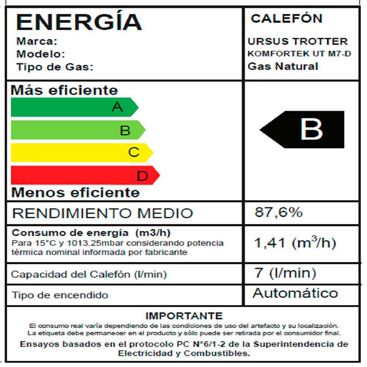 Calefont Ursus Trotter KOMFORTEK UT M7-D GN 7 lts.