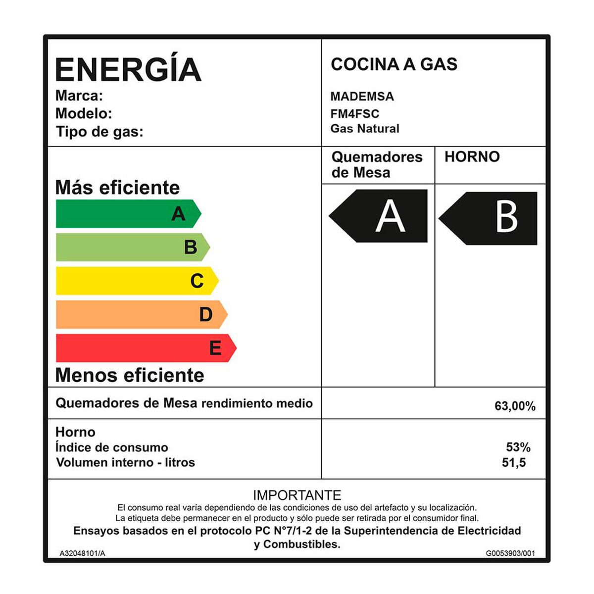 Cocina a Gas Mademsa FM4FSC 4 platos Inox