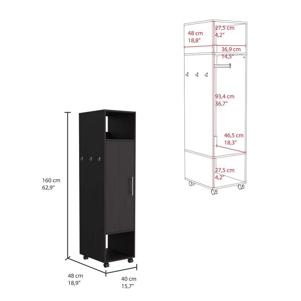 Clóset TuHome Custer con Espejo 1 Puerta Wengue