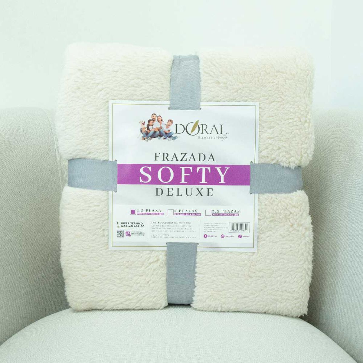 Frazada Doral 1,5 Plazas Softy Lisa Liso Dise&ntilde;o 1