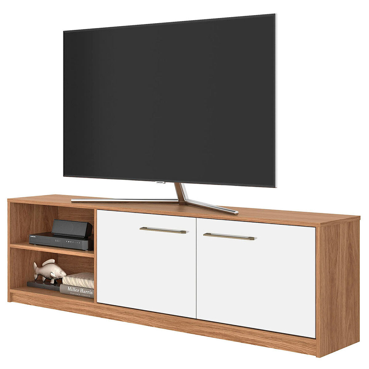 Rack TV Vekkahome Lincan Hasta 70" Caf&eacute; Blanco