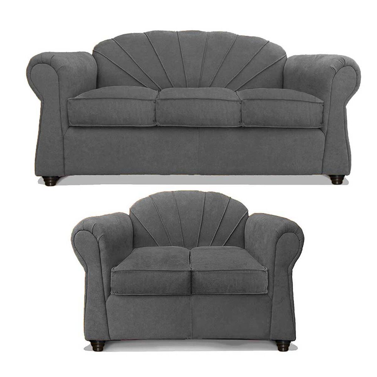Juego de Living Elegant Detail Marsella Sofá 3 Cuerpos + Sofá 2 cuerpos + Sillón 1 Cuerpo Gris