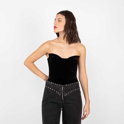 Body Strapless Terciopelo Plush Mujer Fiorucci