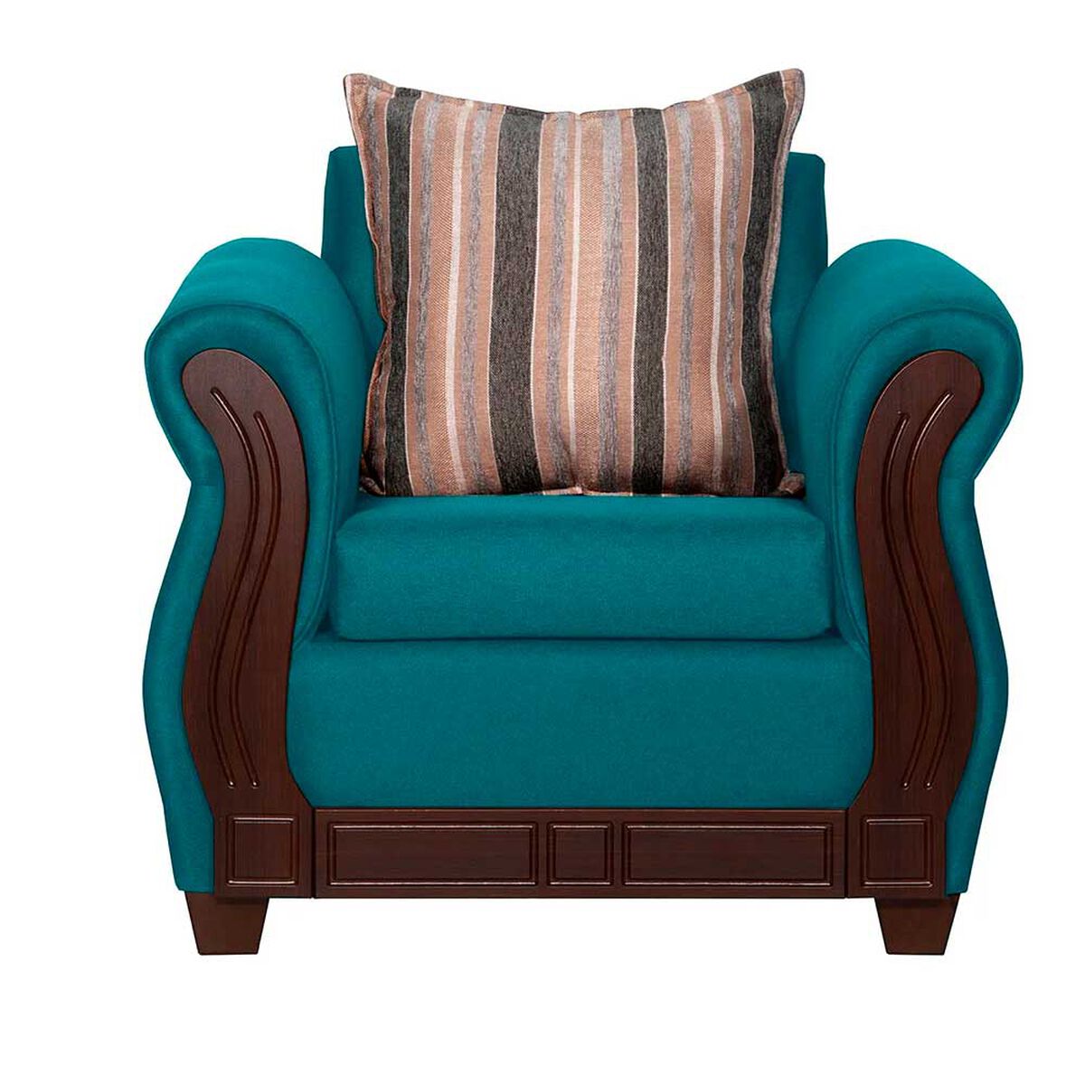 Juego de Living Ruzam Mobel Atenas Sofá 3 Cuerpos + Dos Sillones 1 Cuerpo Lino Turquesa