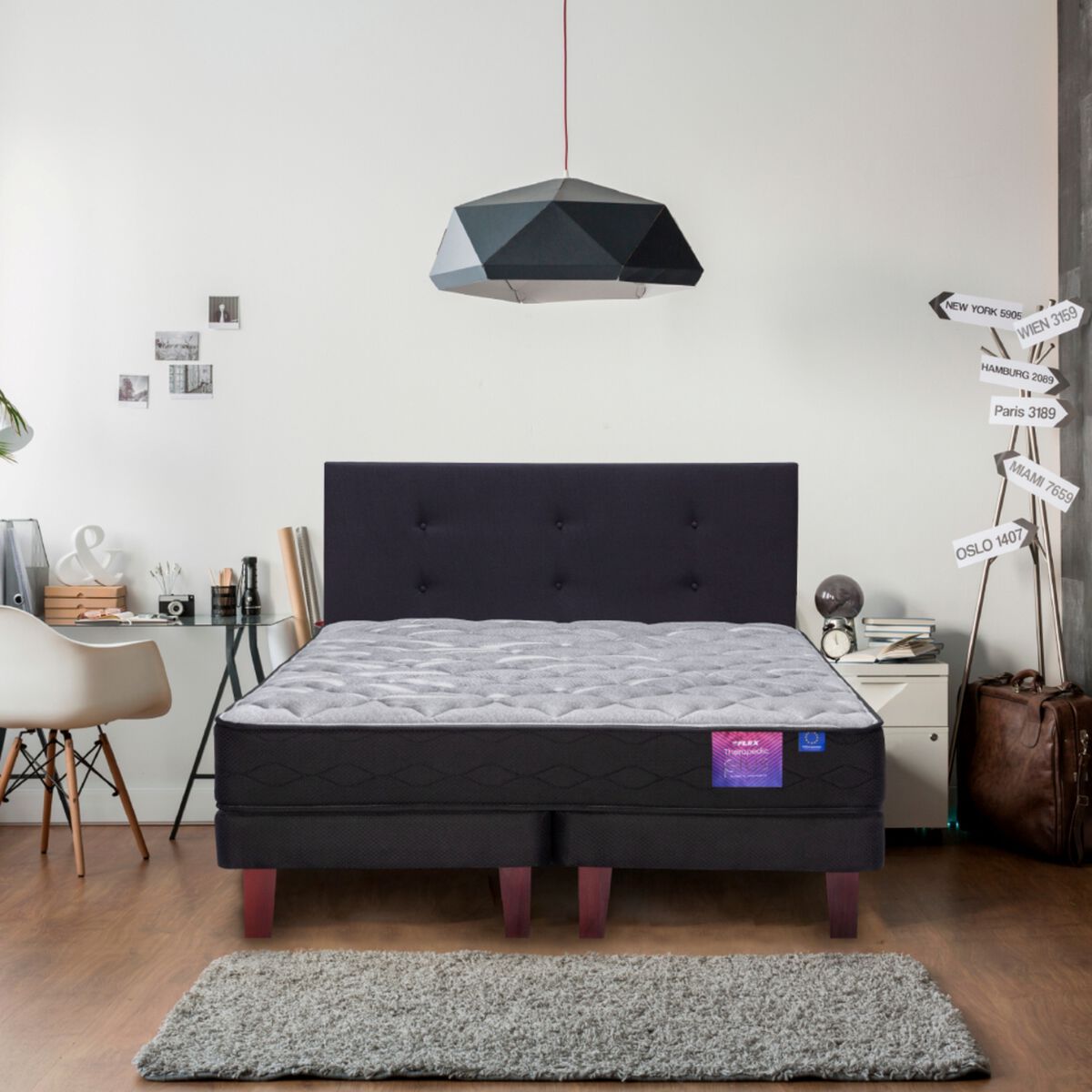 Cama Europea Flex Base Dividida 2 Plazas Therapedic Plus + Respaldo Modern