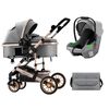 Coche Cuna con Silla Nido y Accesorios LuBabycas Gris