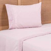 Juego de Sábanas Liso Plumetti 1,5 Plazas Broderie Rosado