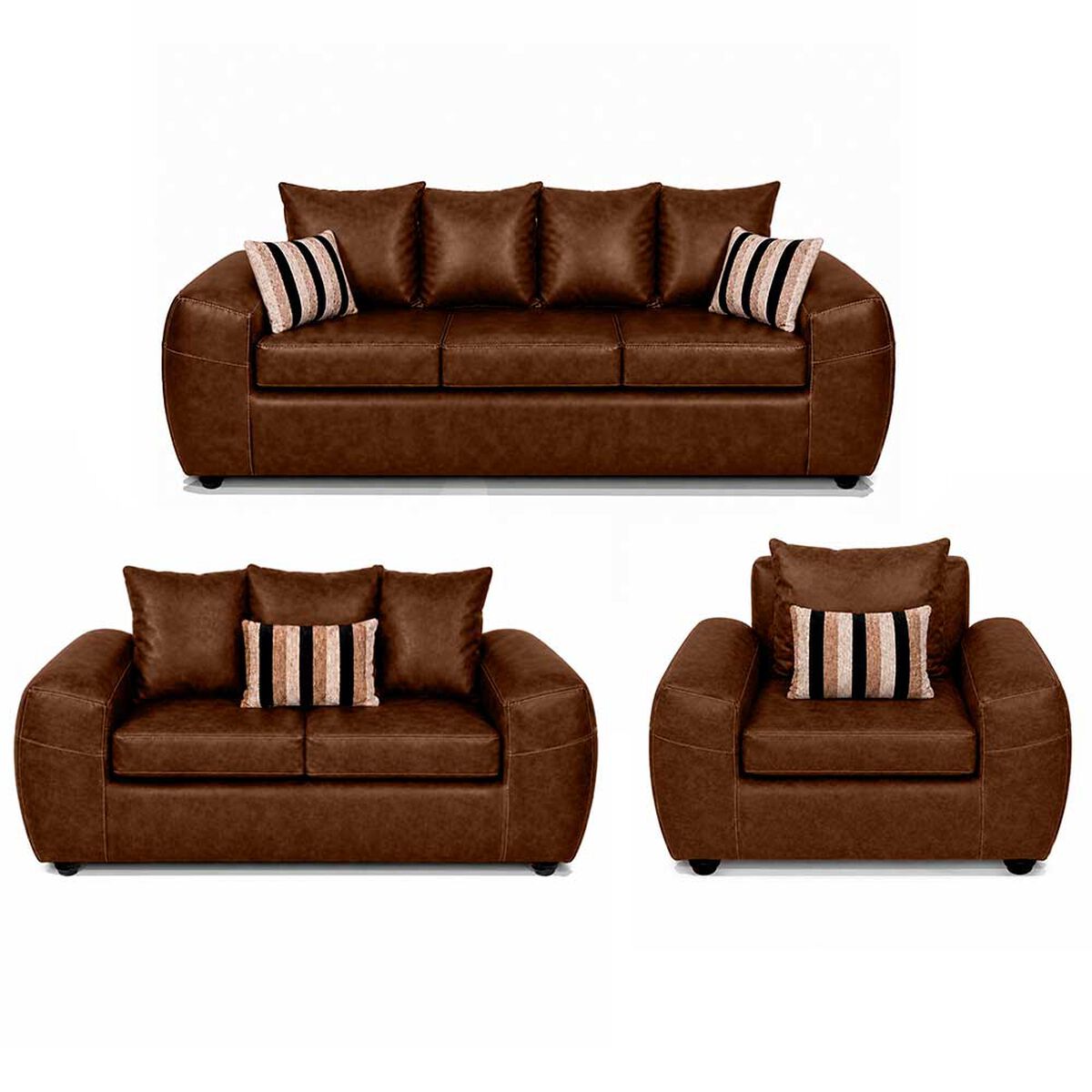 Juego de Living Elegant Detail New Houston 3-2-1 Cuerpos Tostado