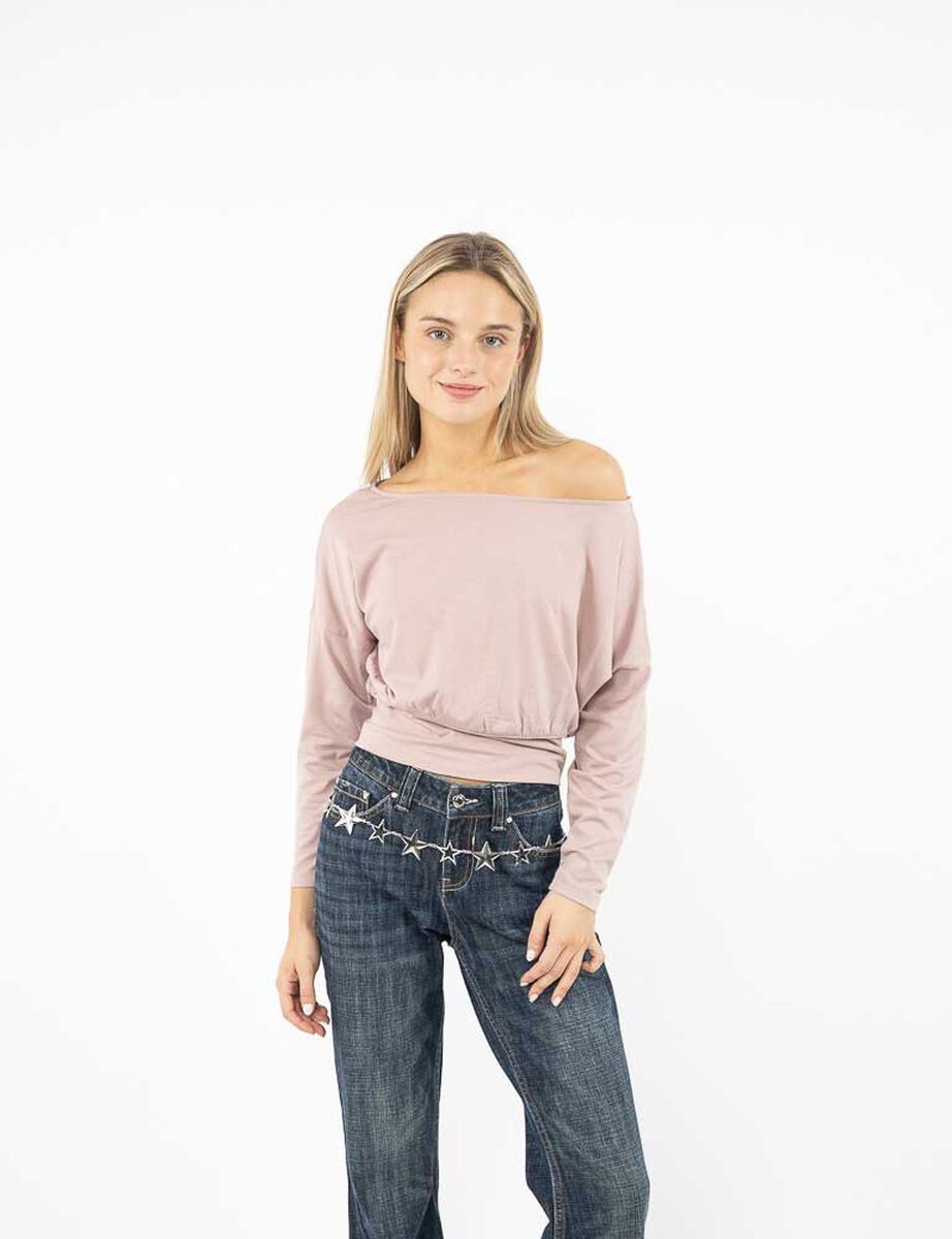 Polera  Off Shoulder Y2K Manga Larga Mujer Icono