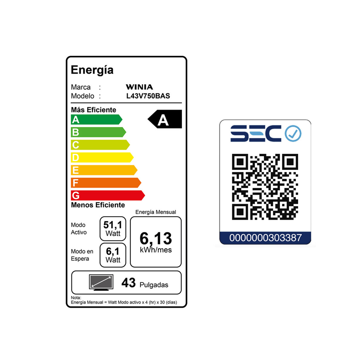 LED 43" Winia L43V750BAS Smart TV FHD