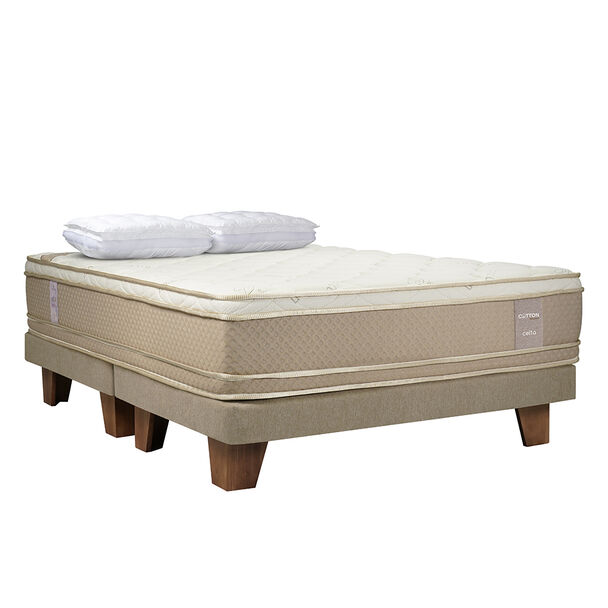 Cama Europea Celta Cotton Organic King + 2 Almohadas Cotton Top 50 x 90 cm
