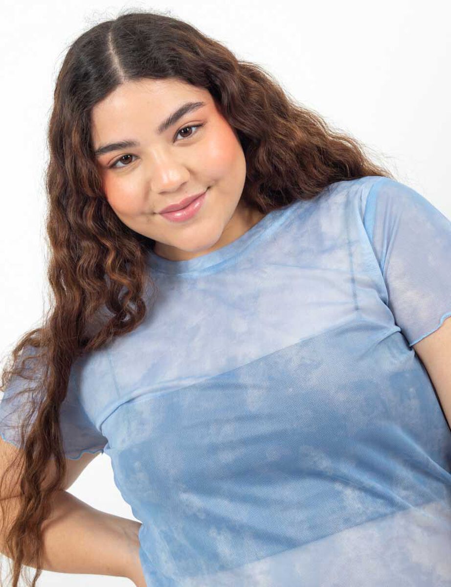 Polera Estampada Transparente Manga Corta Mujer Icono