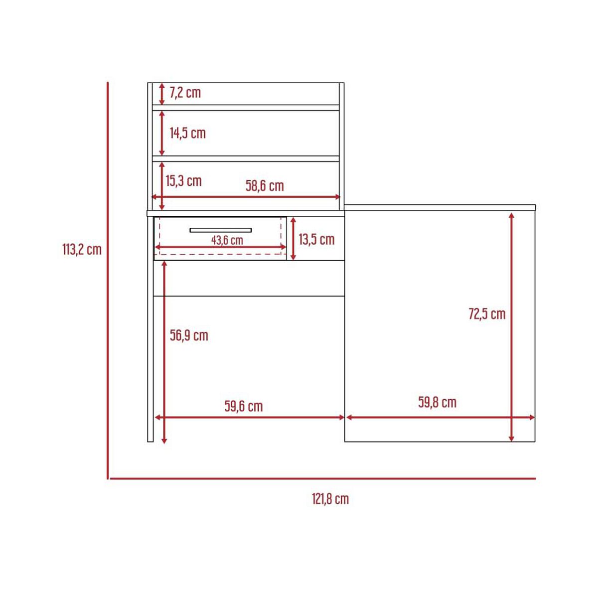 Combo Escritorio + Repisa Wall TuHome Bilbao Miel Plomo