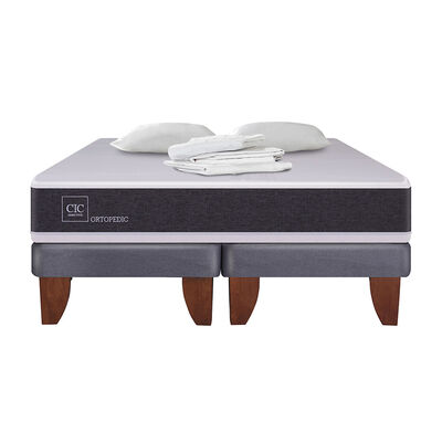 Cama Europea CIC Base Dividida 2 Plazas Ortopedic + Almohadas + Sábana