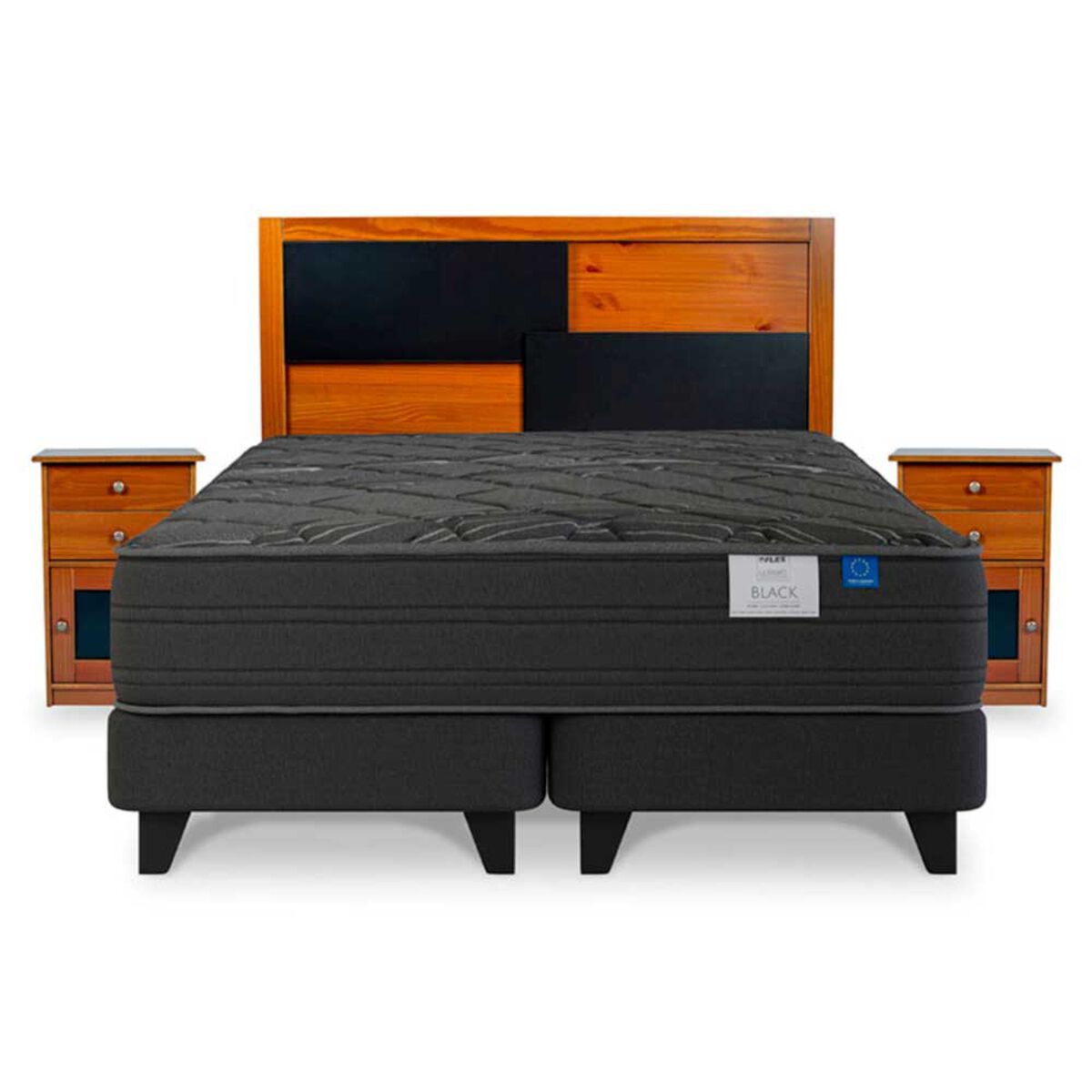 Cama Europea Flex 2 Plazas Black + Set  Colonia