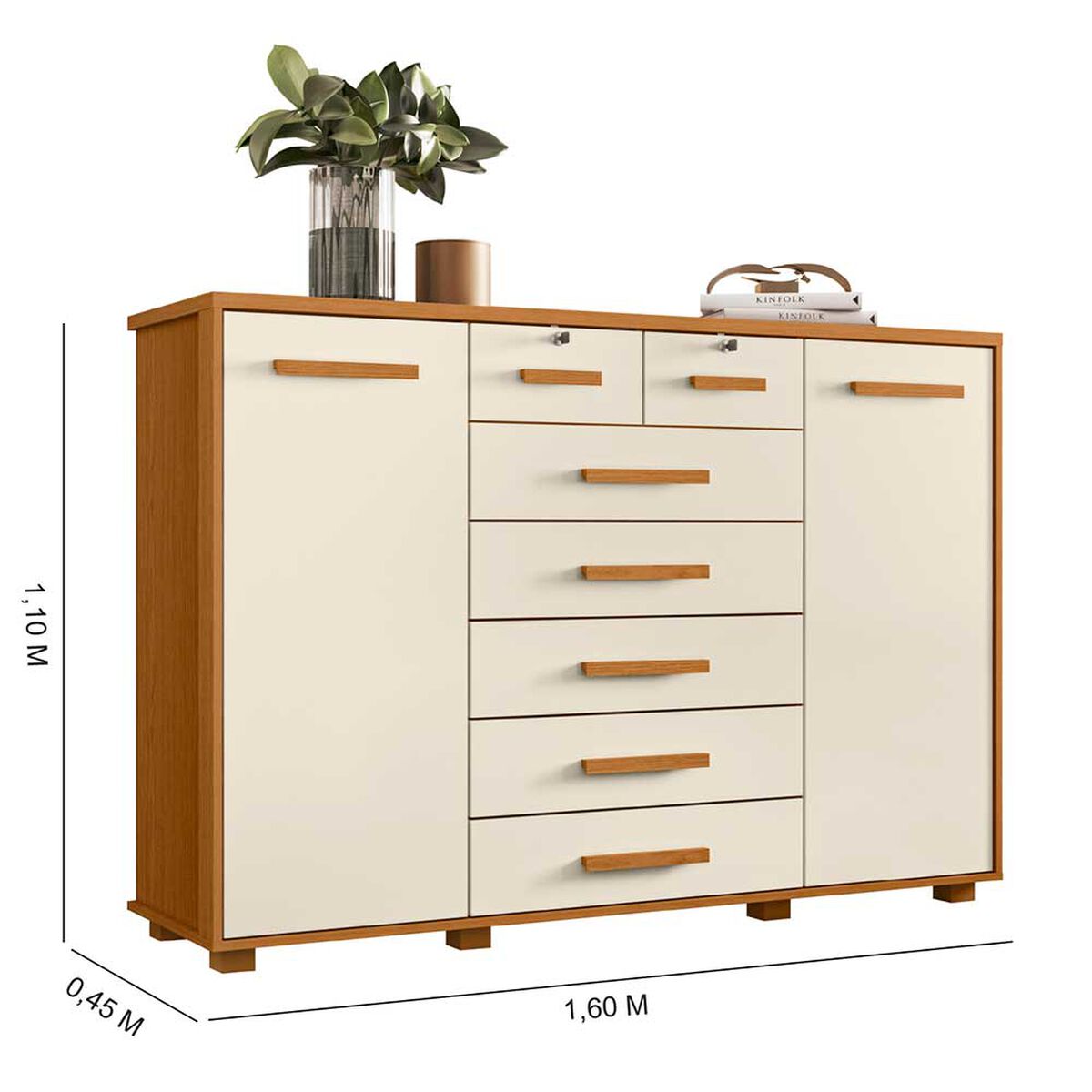 C&oacute;moda Vekkahome Fontana 2 Puertas 7 Cajones Beige