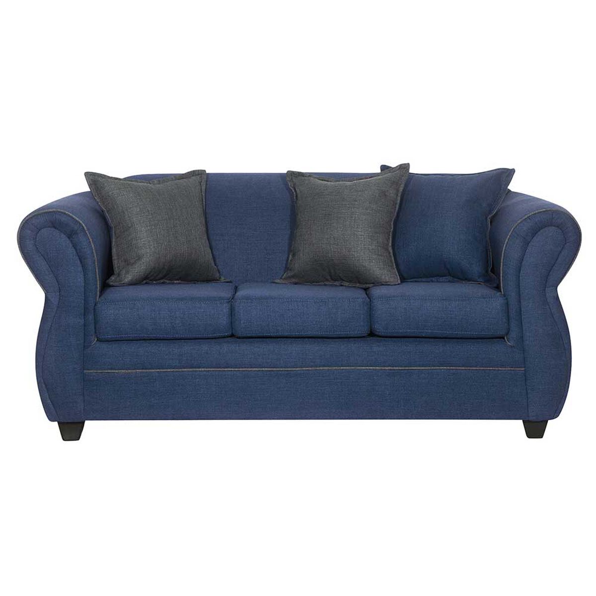 Juego de Living Black Factory Emili Sofá 3 Cuerpos + Dos Sillones 1 Cuerpo Azul