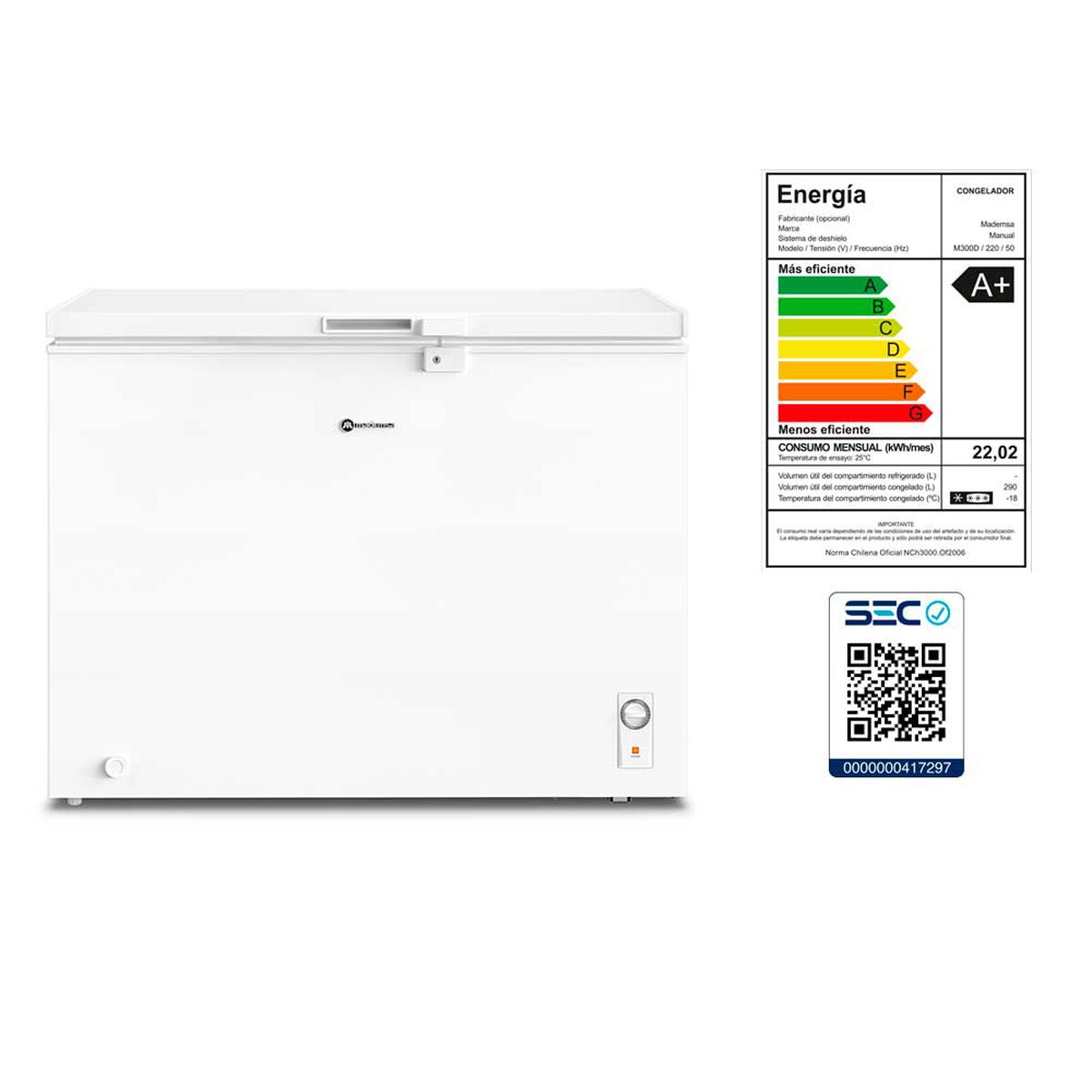 Freezer Horizontal Mademsa M300D 290 lts