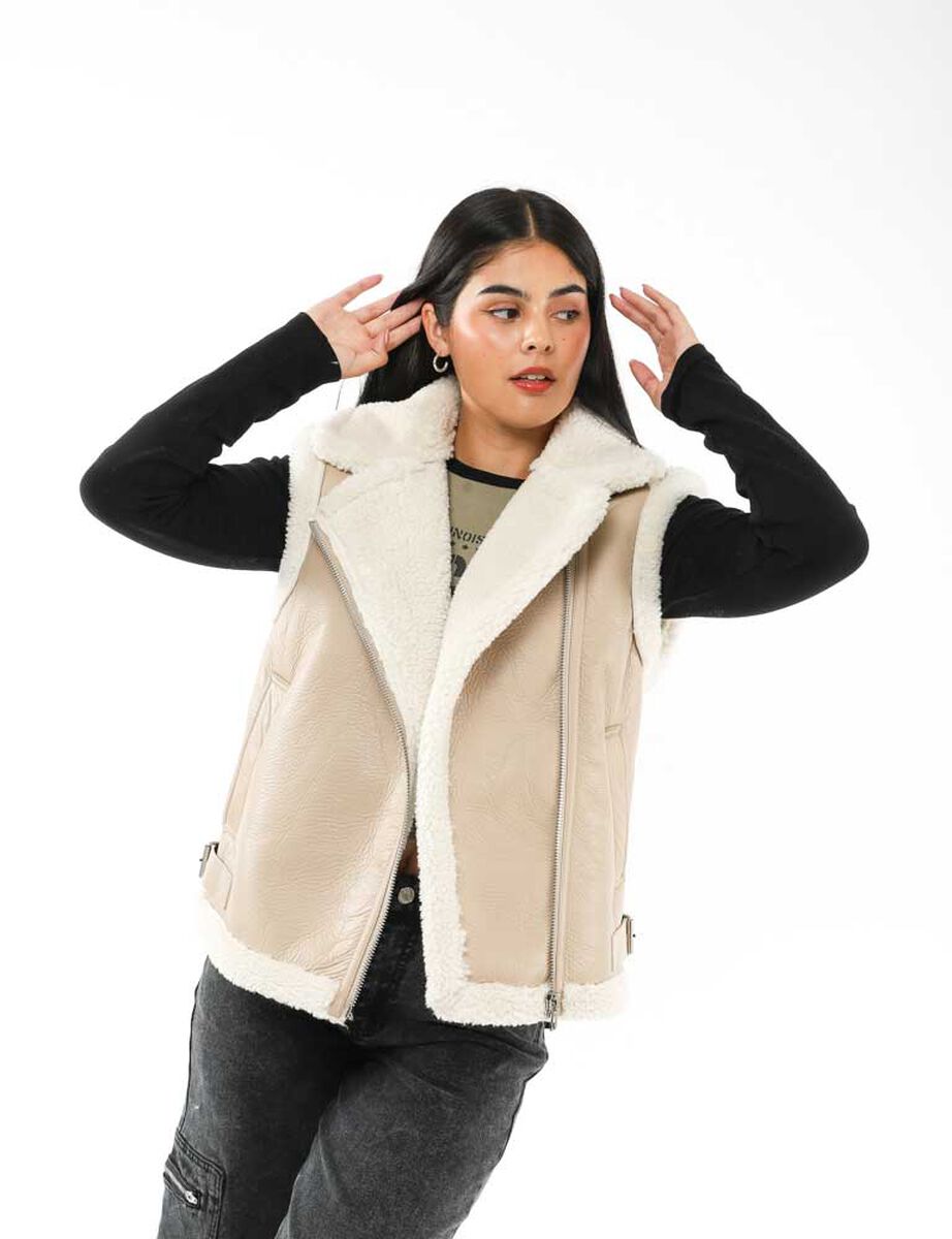 Chaqueta Aviadora Ecocuero Sin Mangas Mujer Icono