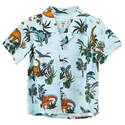 Imagen 1 del producto Camisa Manga Corta Estampada de Algodón Chess Baby Light Blue