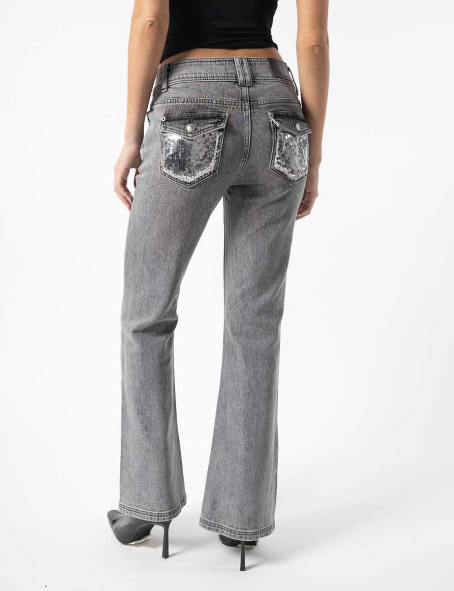 Jeans Flare Lentejuelas Bolsillo Mujer Soviet