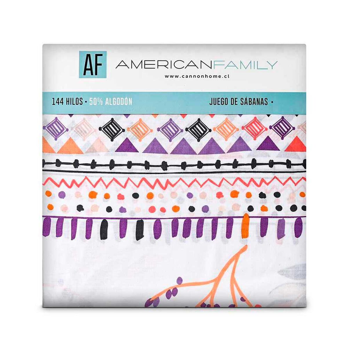 Juego de S&aacute;banas Estampado American Family 144 Hilos King Lavander