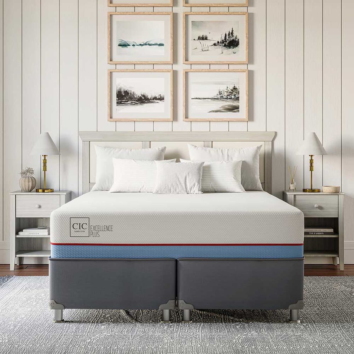 Cama Americana CIC Base Dividida 2 Plazas Excellence Plus + Plumón
