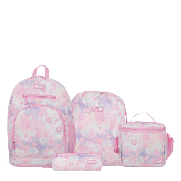Multipack 5XT Mochila Niña Xtrem Flores Rosado
