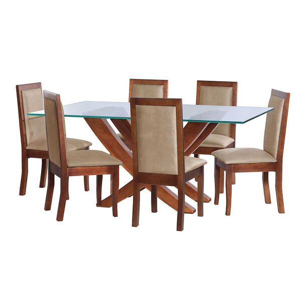 Juego de Comedor Latam Home Alicante 6 Sillas Beige