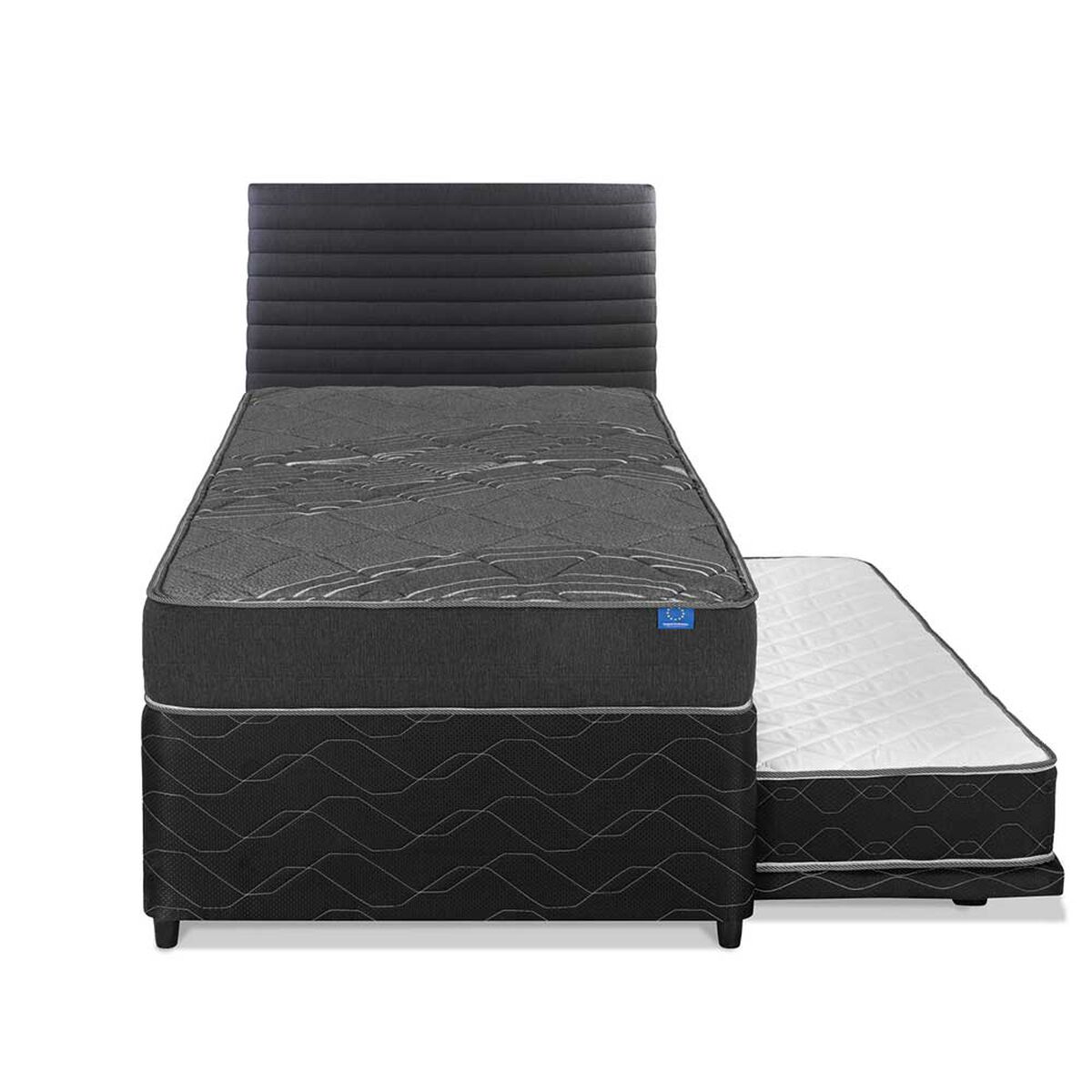 Cama Nido Flex 1,5 Plazas Black + Respaldo Modern