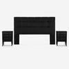 Cama Europea Rosen Base Dividida King Autonomy + Respaldo + 2 Veladores Issey Grafito