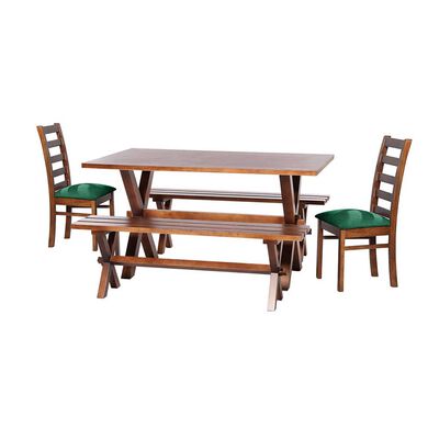 Juego de Comedor Latam Home Sevilla Burgos 2 Sillas + 2 Bancas Velvet Verde
