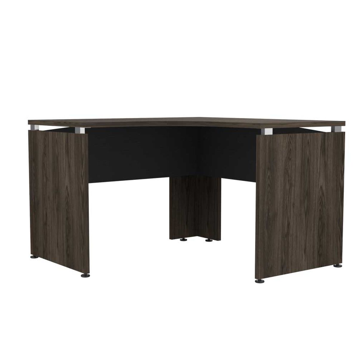 Escritorio en L TuHome Home Office 2 Puertas Negro Soft Coñac