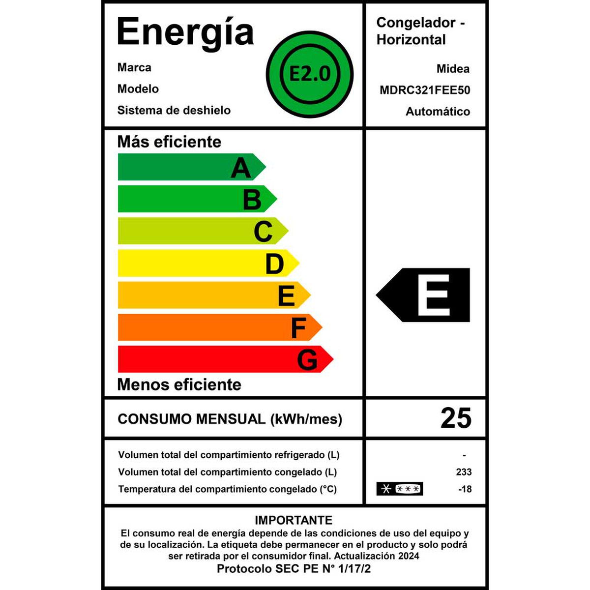 Freezer Horizontal No Frost Midea 233 L MDRC321FEE50
