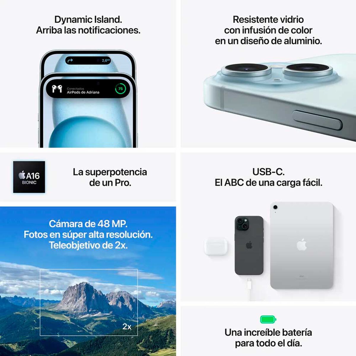 Celular Apple iPhone 15 128 GB 6,1" Azul