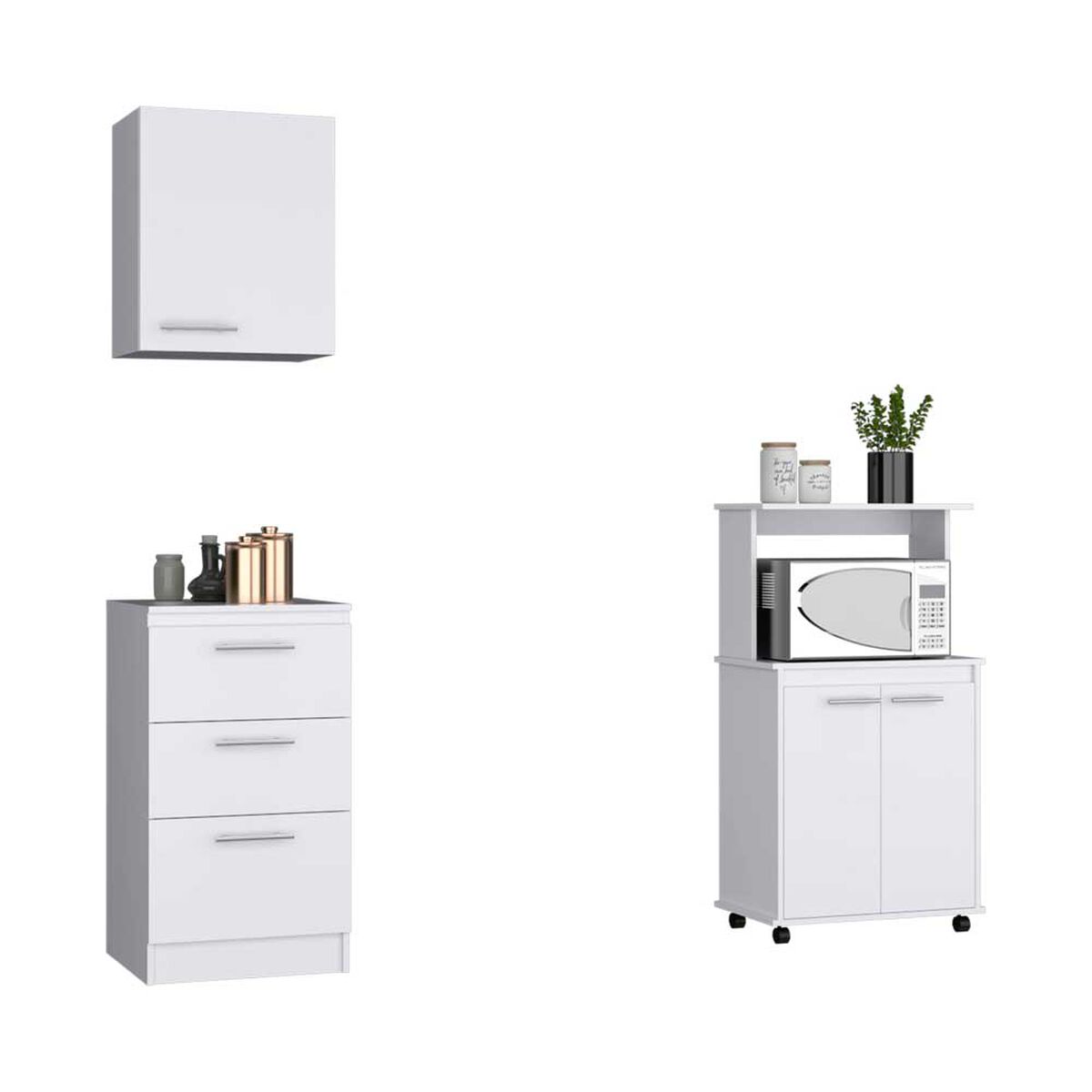 Combo Mueble Superior + Mueble Microondas + Mueble Inferior TuHome Manchester Blanco