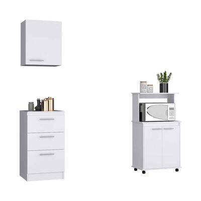 Imagen 2 del producto Combo Mueble Superior + Mueble Microondas + Mueble Inferior TuHome Manchester Blanco
