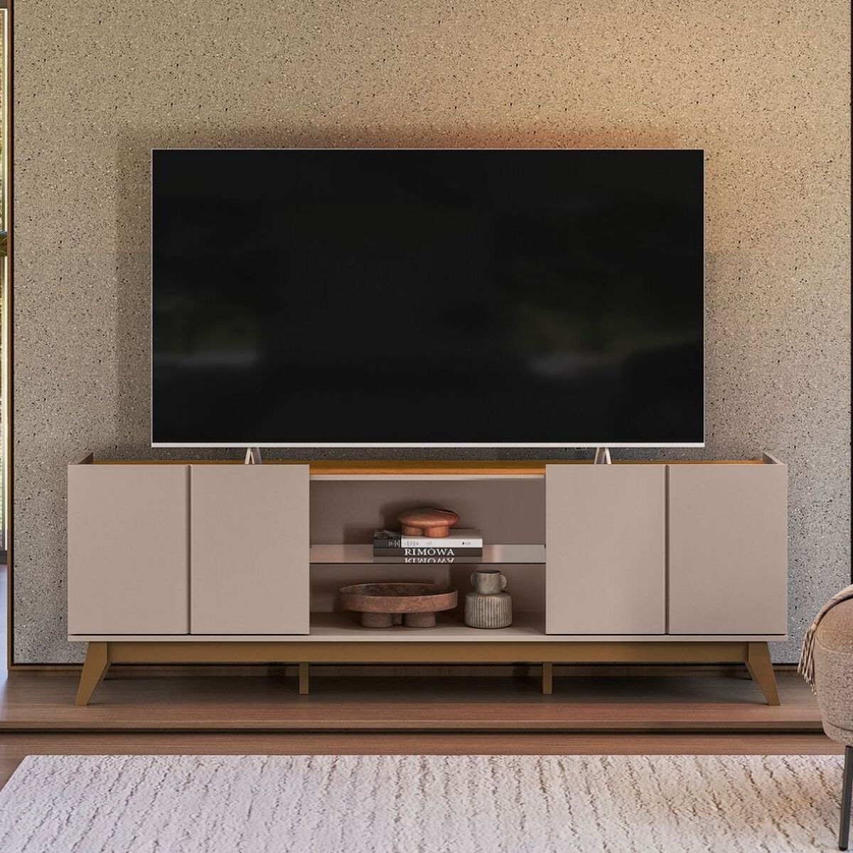 Rack TV Exit Guaruja Hasta 75" Gris