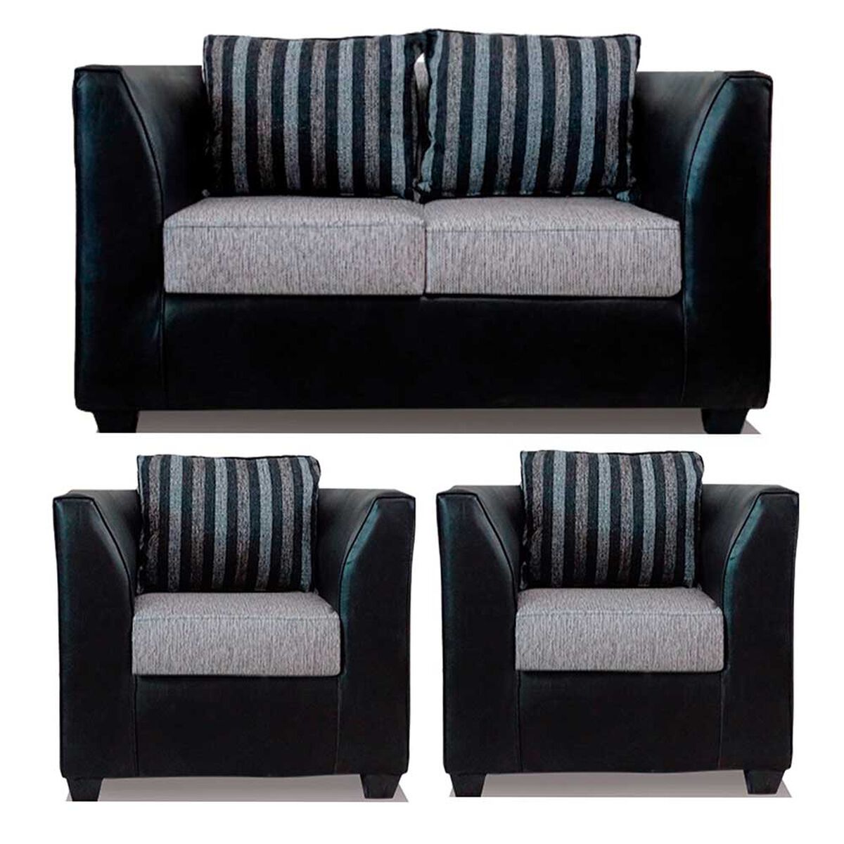 Juego de Living Elegant Detail Valentino Sof&aacute; 2 Cuerpos + Dos Sillones 1 Cuerpo Gris Plata