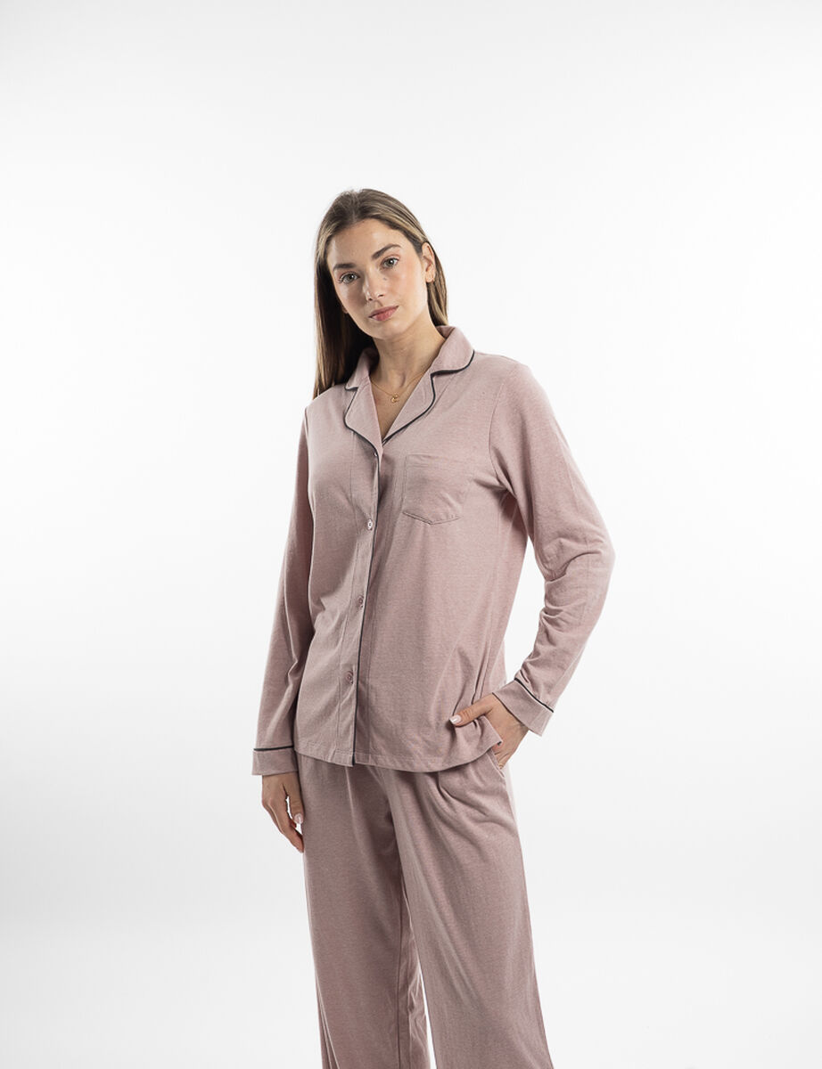 Pijama Camisero Manga Larga Jersey Mujer Zibel