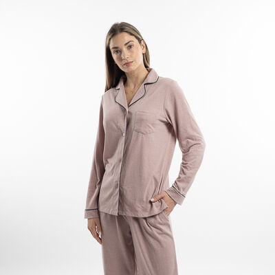 Pijama Camisero Manga Larga Jersey Mujer Zibel