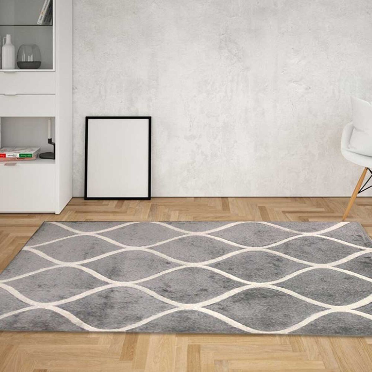Alfombra Frise Idetex Carved Apiary Gris 150 x 200 cm