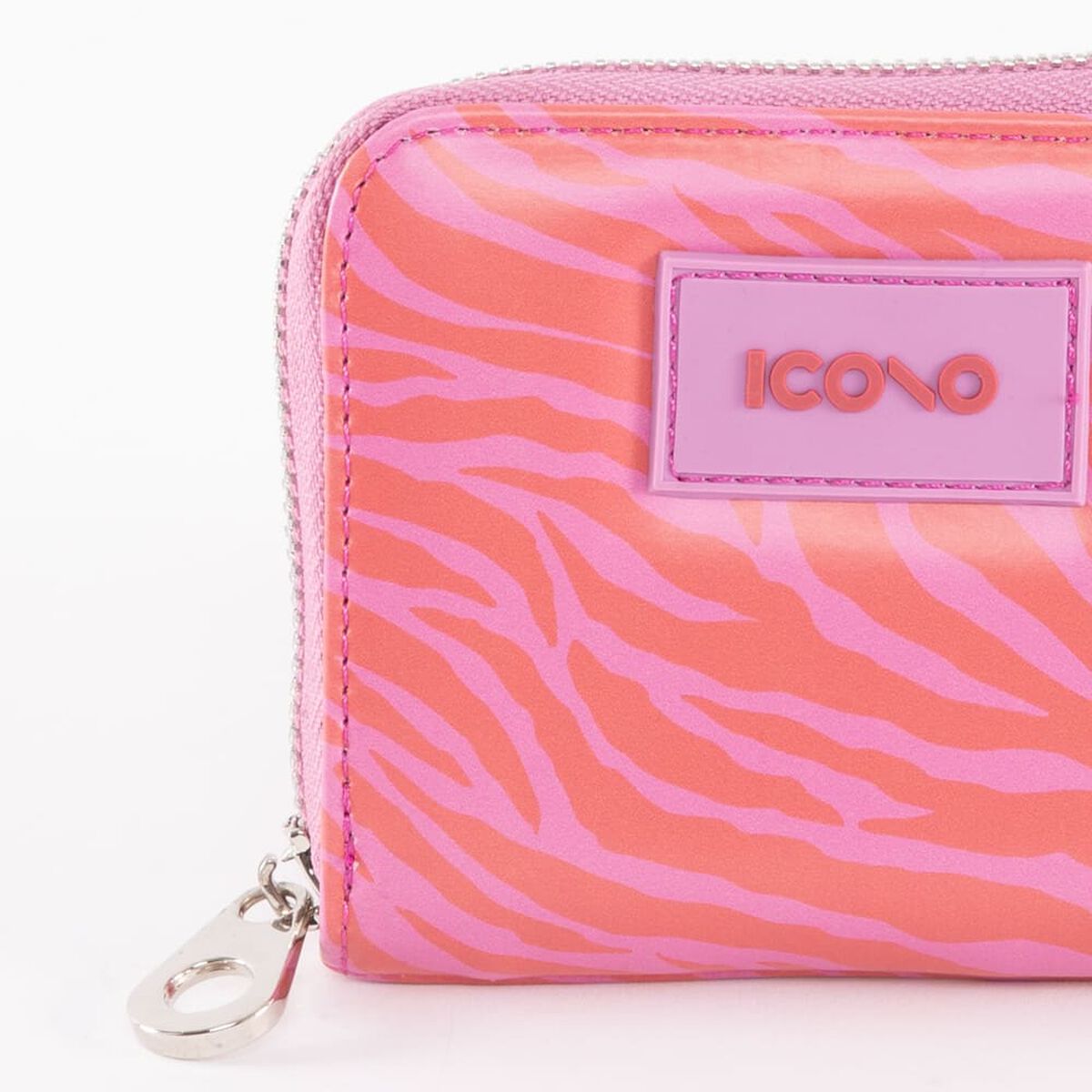 Billetera Animal Print Rosada Eco Cuero Mujer Icono