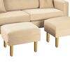 Juego de Living Bodevir New Retro Felpa 01 Sofá 3 Cuerpos + Dos Pouf 1 Cuerpo Beige 
