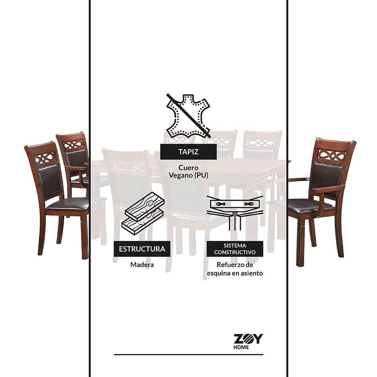 Juego de Comedor Capri 6 Sillas 2 Sitiales