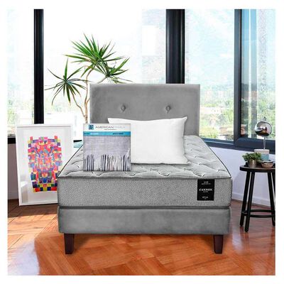 Cama Europea Latam Home 1,5 Plazas Cannon Gris