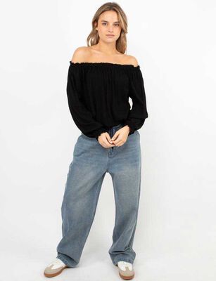 Imagen 2 del producto Blusa Campesina Mujer Icono Negro